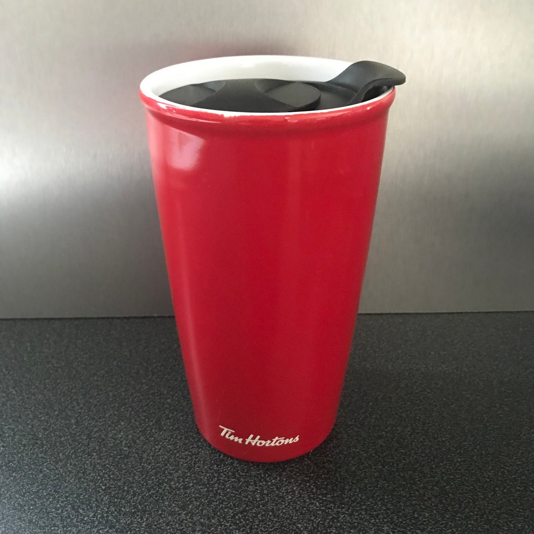 Tim Hortons 3D Red Leaf Ceramic Travel Tumbler With Lid Coffee Mug Etsy