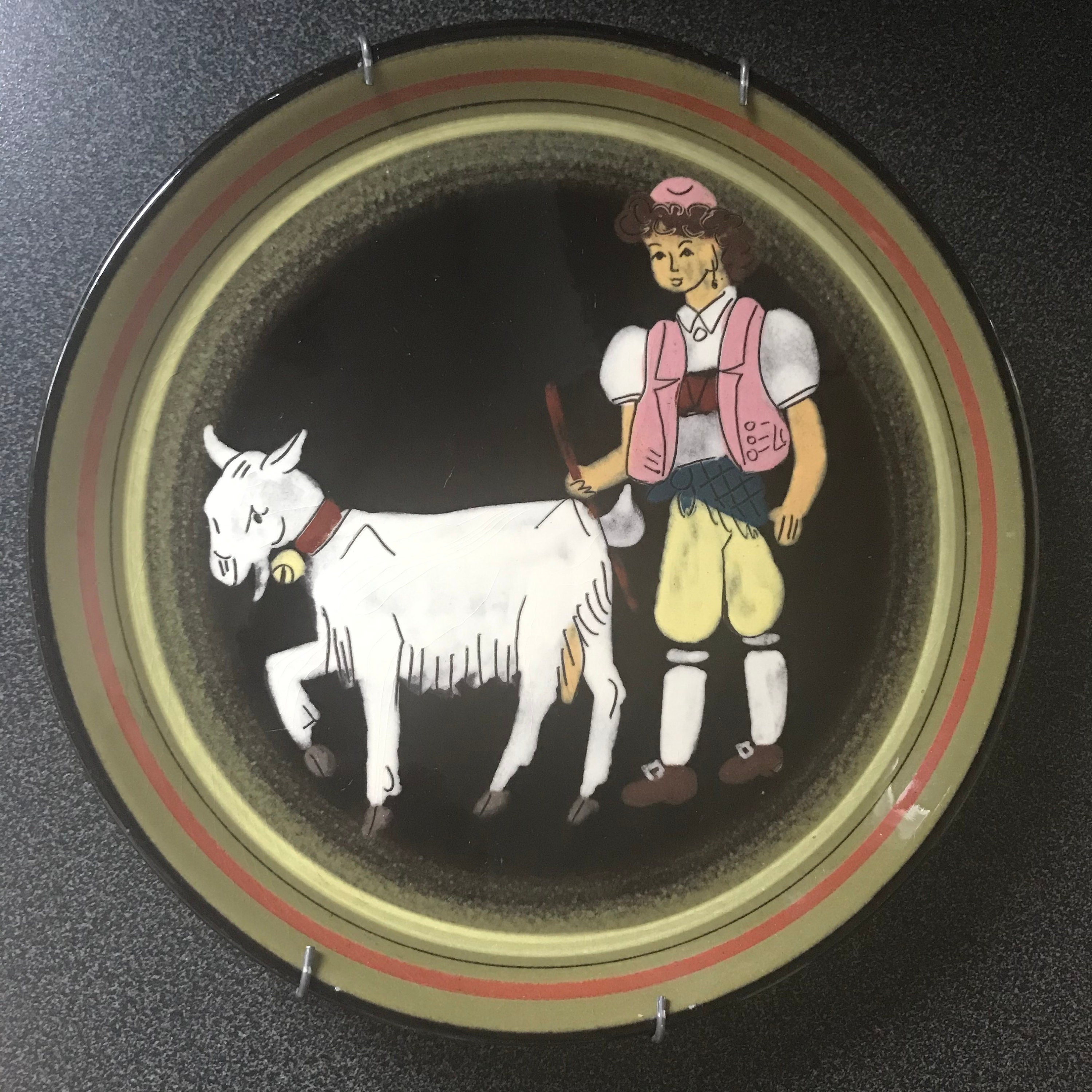 スイス　Schneider工房　ハンドペイント　ヴィンテージ大皿　レアサイズ Schneider Steffisburg - Etsy