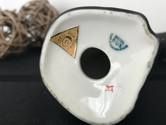 Royal Dux Bohemia Porcelain Black and White Modern Cats Figurines