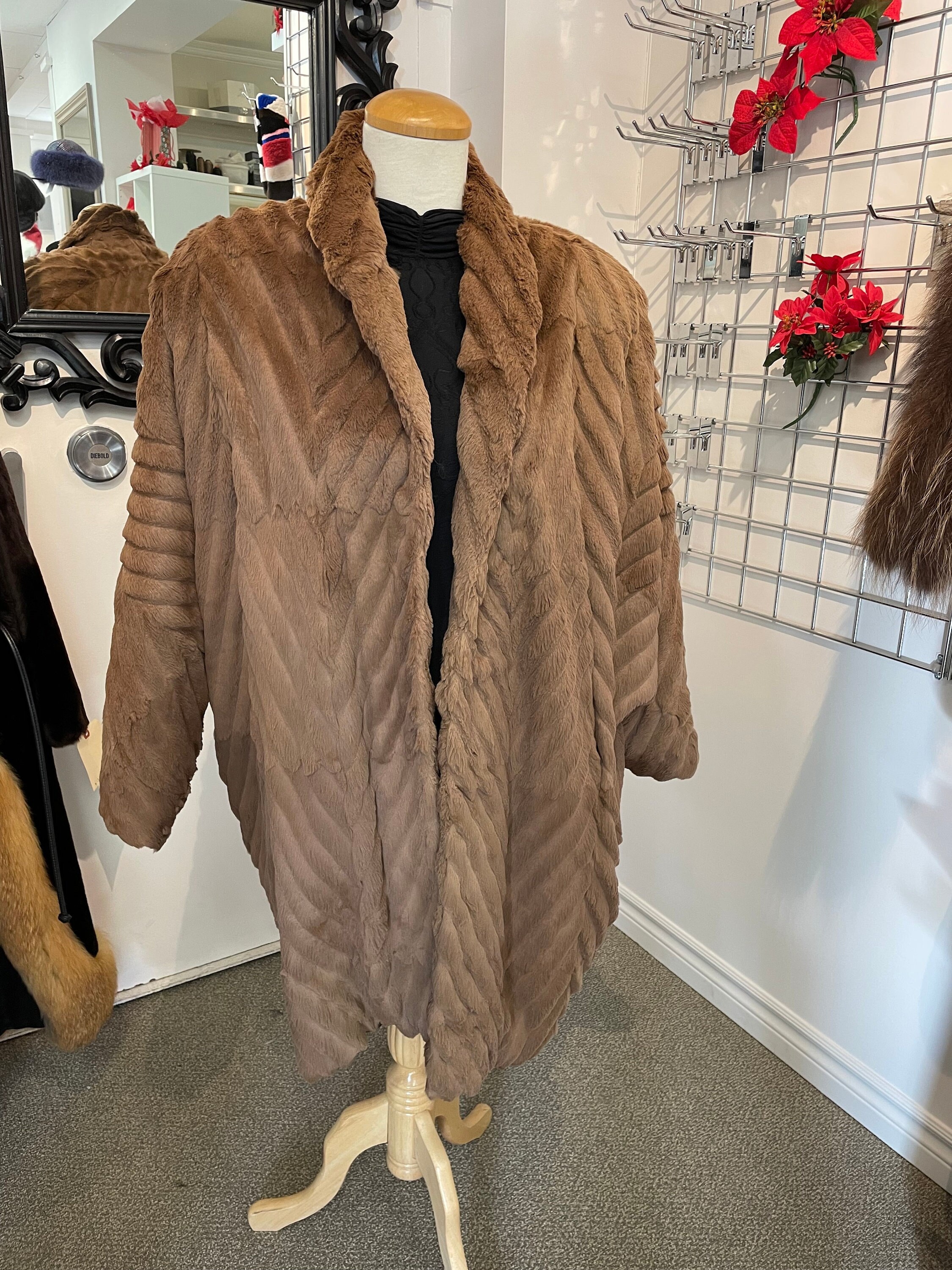 Brand New Birger Christensen Sheared Mink and Fox Fur Sweater coat (Size 10  -M)