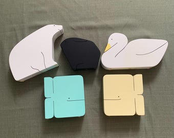 Canadian Handmade Wooden Figurine/Decor Polar Bear, Black Rabbit, Duck and Whales