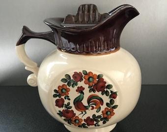 Ships FREE! Mccoy Pottery Pitcher No 202 Flower Rooster Motif 10
