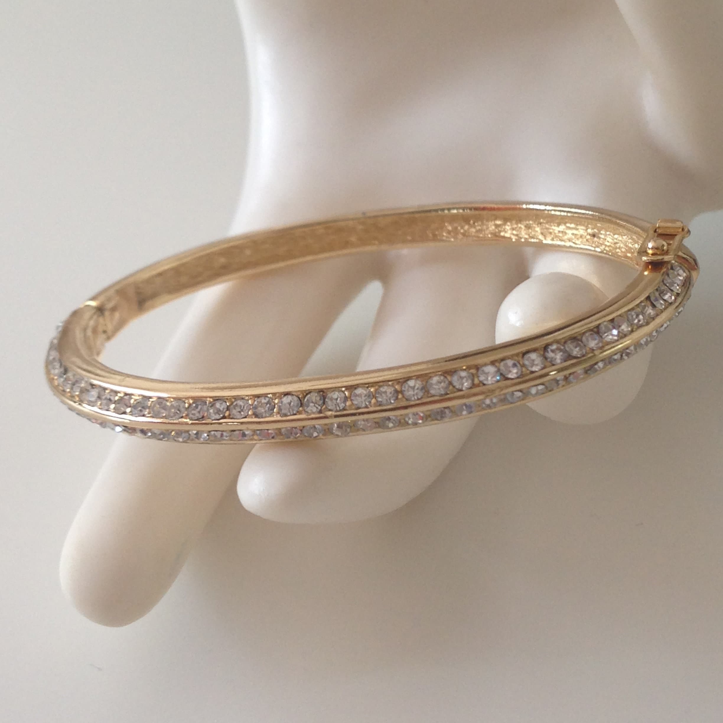 極美品✨Christian Dior Rhinestone Bracelet Christian Dior Flower Motif Rhinestone D Logo Bracelet with