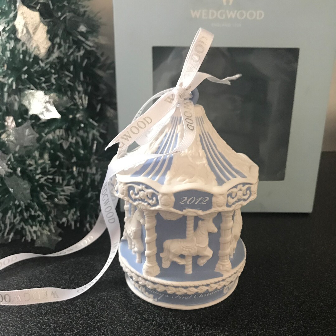 Wedgwood Baby's First Carousel Blue and White Christmas Ornament Fine
