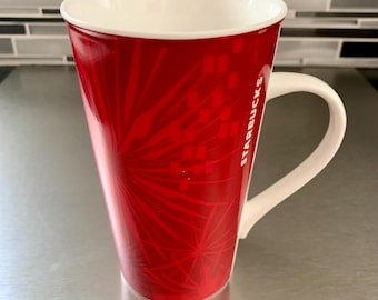 Starbucks Christmas Tall Red Snowflake Coffee Mug