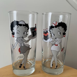 Betty Boop Coca-Cola Drinking Glasses, Set of 2 Glasses 12oz