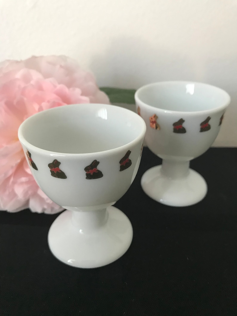 Juego de 2 hueveras de edición limitada con forma de conejito de Pascua de Lindt, de Thomas Rosenthal Group, Alemania imagen 7