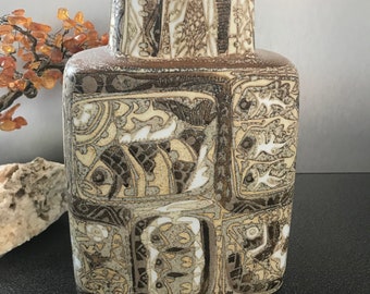 Nils Thorson Royal Copenhagen Baca Brown Fish Pillow Fajance Vase Denmark
