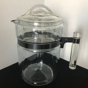 Pyrex Flameware 6 Cup Drip Percolator Coffee Pot  1940&#39;s Made in USA