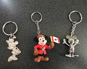 Walt Disney Mickey Mouse Canadian Mountie RCMP, GRC, Mickey Mouse and Minnie Mouse Keychains