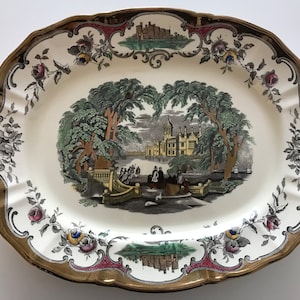 Antique Mason's Patent Ironstone China England LEEDS Oval Plate 17''