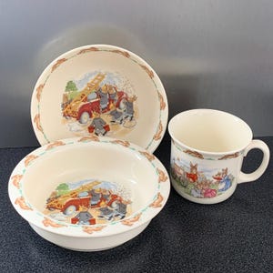 Royal Doulton Beatrix Potter Bunnykins Peter Rabbit 3 Pieces Set - Cup, Porridge, Cereal Bowls