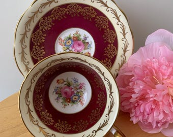 EB フォーリー ボーンチャイナ ティーカップ＆ソーサー：1960年代 花柄