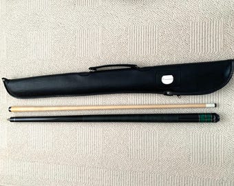 Taco de billar vintage Players 801 de dos piezas, 21 oz, con estuche