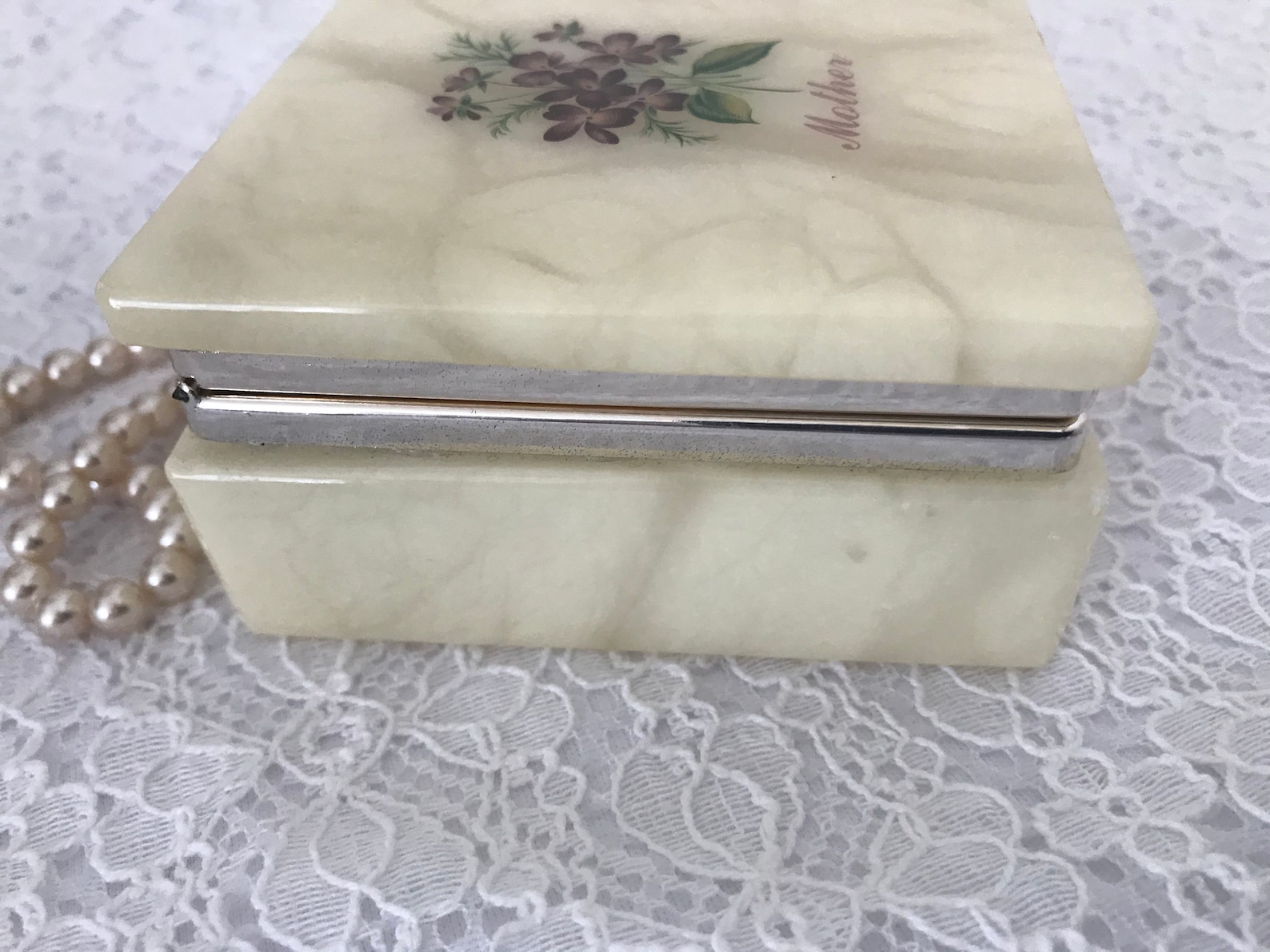 Alabaster Jewelry Trinket Box Made in Italy Etsy