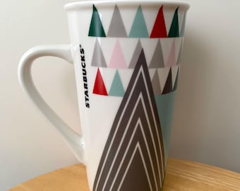 Starbucks Tall Christmas Tree Triangle Motif Coffee Mug 18 fl oz