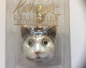 Katherine's Collection At Silver Lake "Cat and Fish" Blown Glass Christmas Ornament