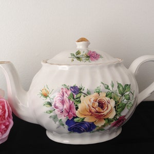 Arthur Wood Teapot Rose Bouquet Design Made in England Vintage 1950s