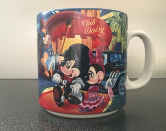 Taza de café de Disney MGM Studios Club Daisy, Minnie, Mickey Mouse y Goofy, 1987