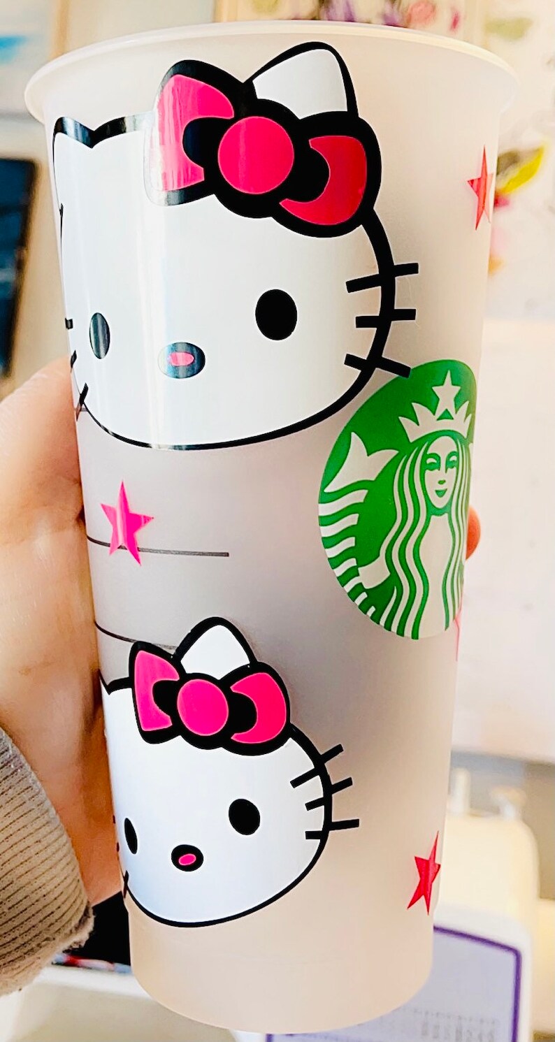 Hello Cat Starbucks Cup Kitty Tumbler Etsy