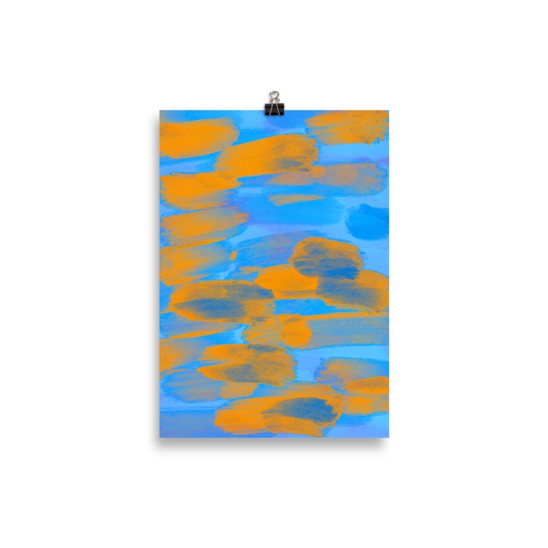 Affiche d'été Colorée Orange et Bleue Pour La Décoration Intérieure, de Bureau ou Le Cadeau