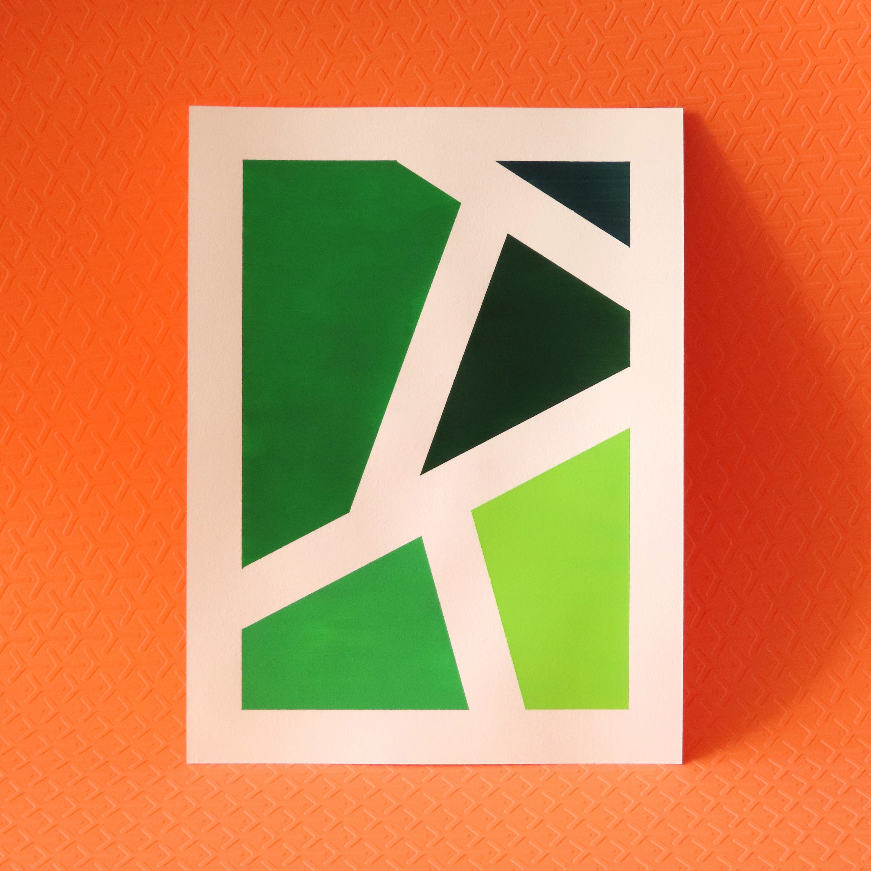 Peinture Géométrique Verte Colorée | Décoration Murale, Décoration Intérieure de Bureau Cadeau Noël 