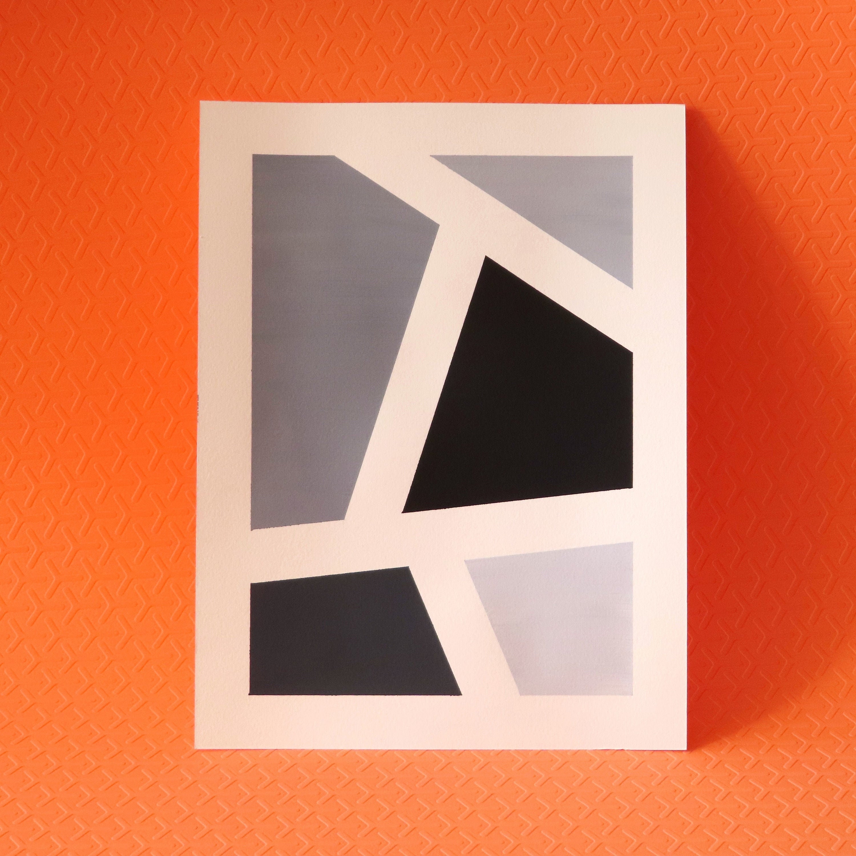 Peinture Géométrique Colorée Originale Greyscale 2 Pour La Décoration Intérieure, de Bureau ou Le Ca