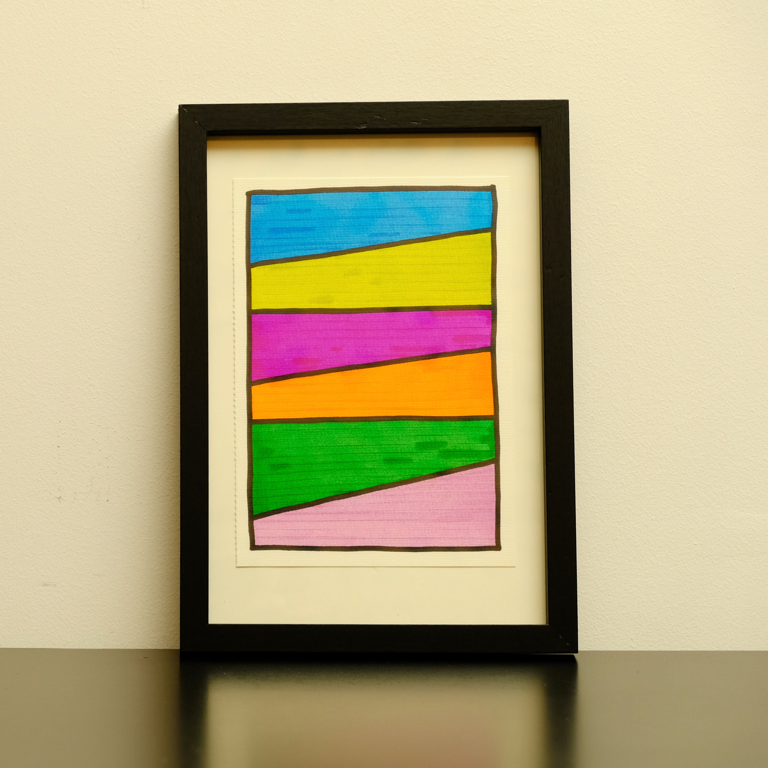 Dessin Géométrique Coloré Original Gaieté Pour La Décoration Intérieure, de Bureau ou Le Cadeau Noël