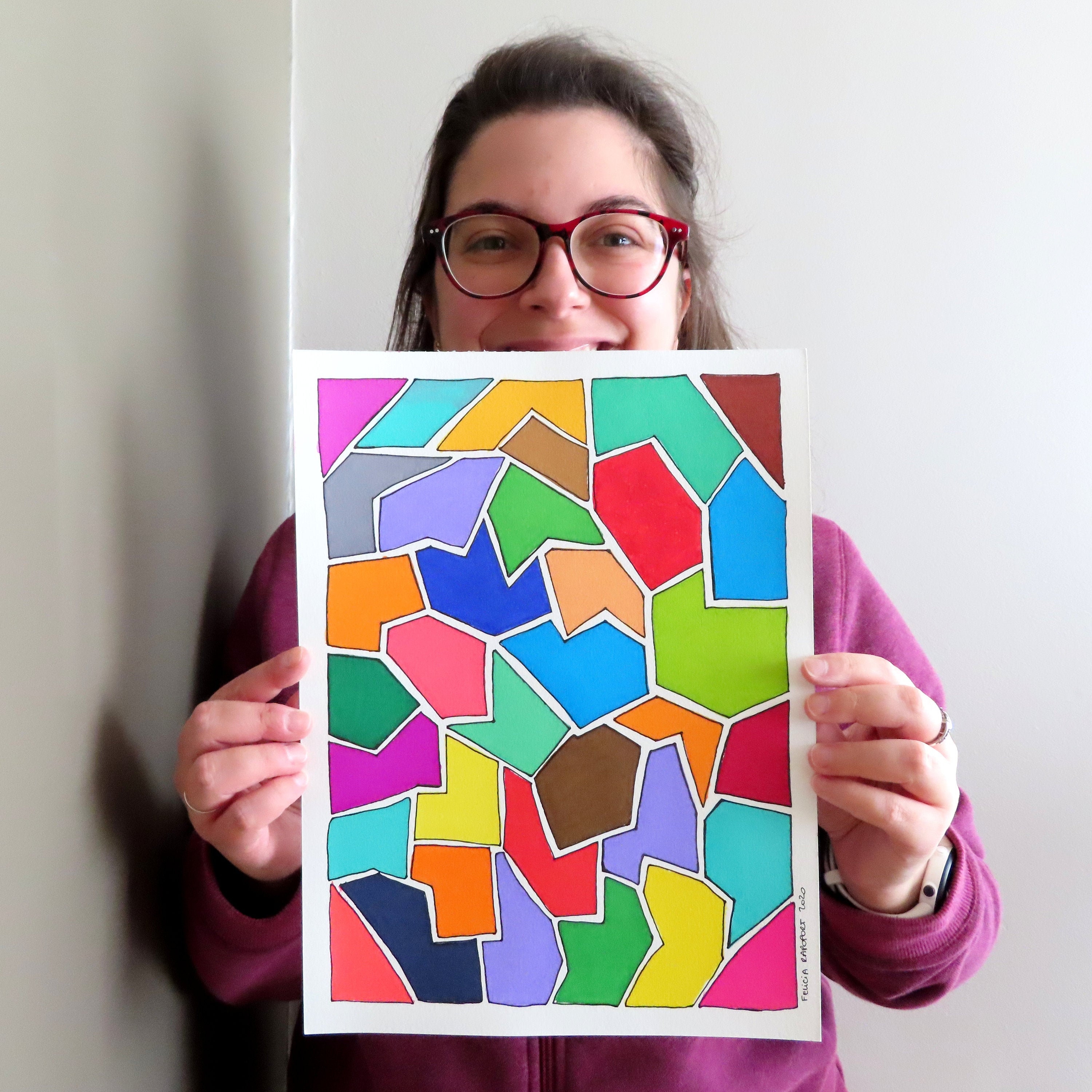 Dessin de Puzzle Coloré avec Petite Bordure Pour La Décoration Maison, Du Bureau ou Le Cadeau
