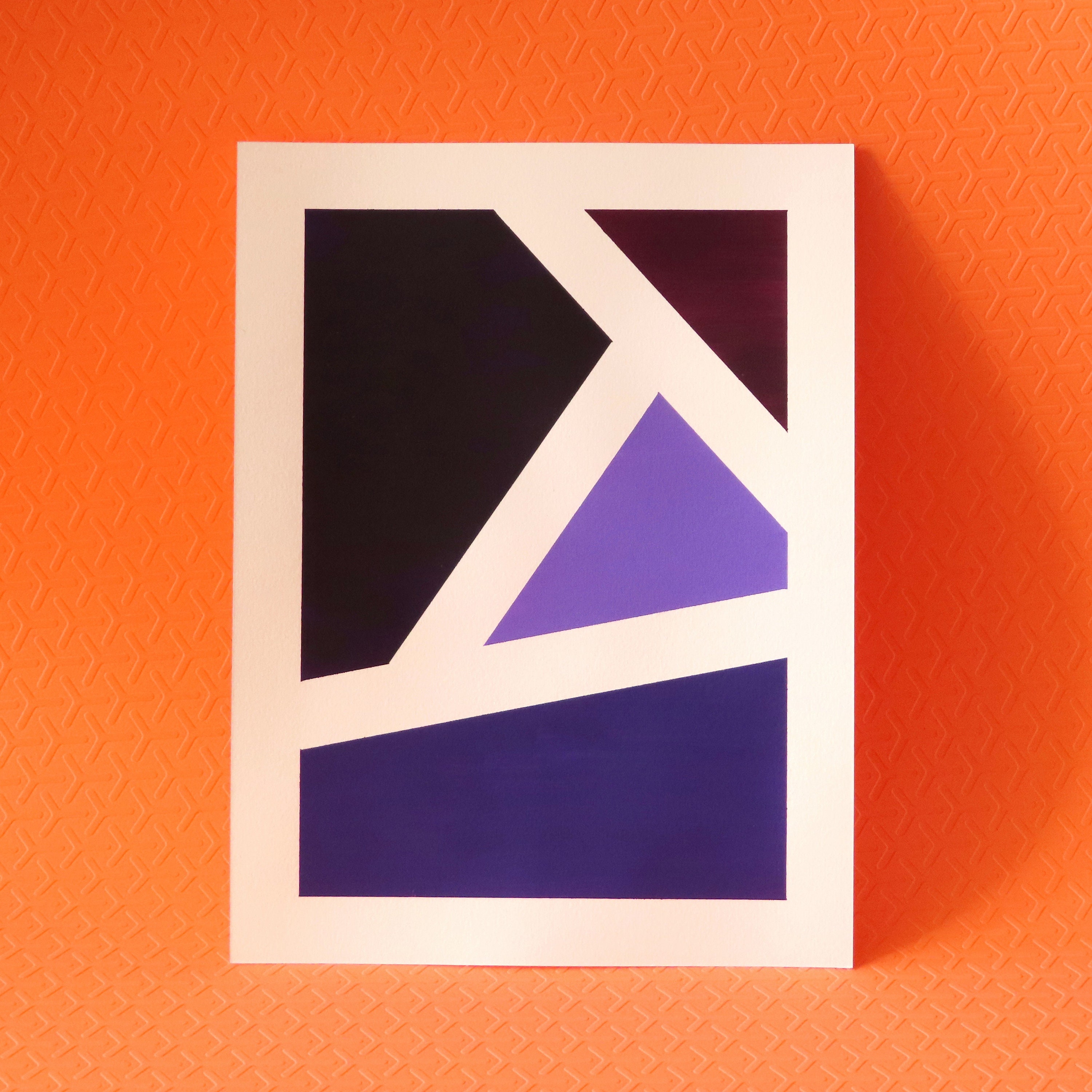 Peinture Géométrique Colorée Violet Foncé | Décoration Murale, Décoration Intérieure de Bureau Cadea