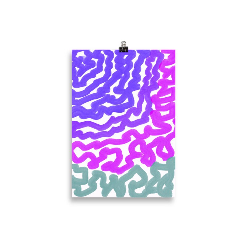 Ligne Colorée Rose Vert Affiche d'art Impression Piscine d'été Pour La Décoration de Maison, Bureau