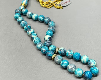 Turquoise Gemstone Rosary | Islamic Prayer 33 Beads | Tasbih | Tesbih | Misbaha | Tasbeeh, Sibha | Rosary | Tasbih 33 | Tasbih Personalized