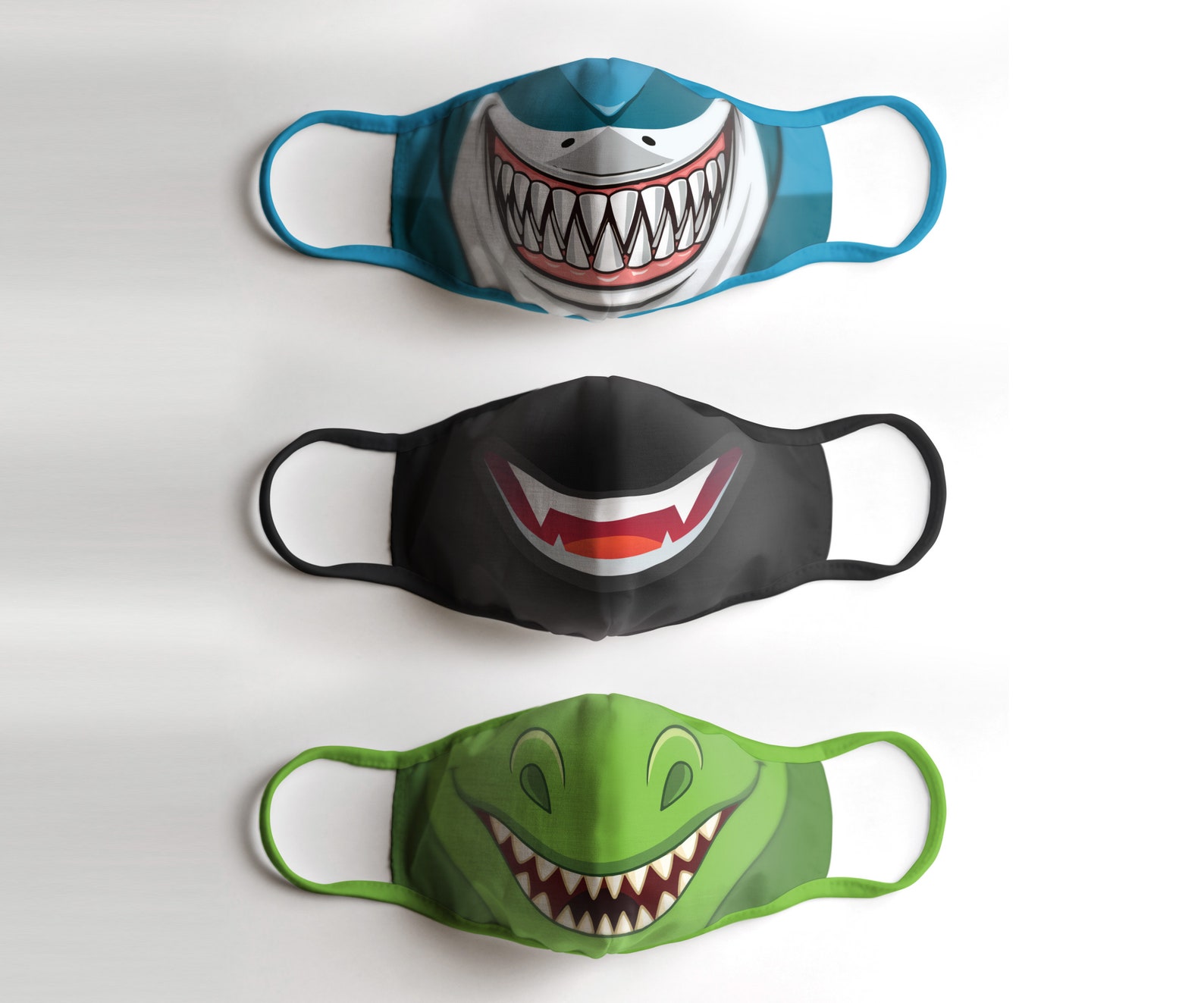 Youth Masks Sharp Teeth 3 Mask Pack Etsy