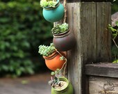 4pcs Wall-mounted Ceramic Flower Pot Hanging Succulent Flower Pot Cactus Bonsai Planters