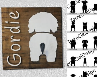 Personalized Leash Holder - Dog Butt Leash Holder - Housewarming Pet Gift - Dog Lover Gift - Leash Hanger - Silhouette Leash Hook, Dog Gift