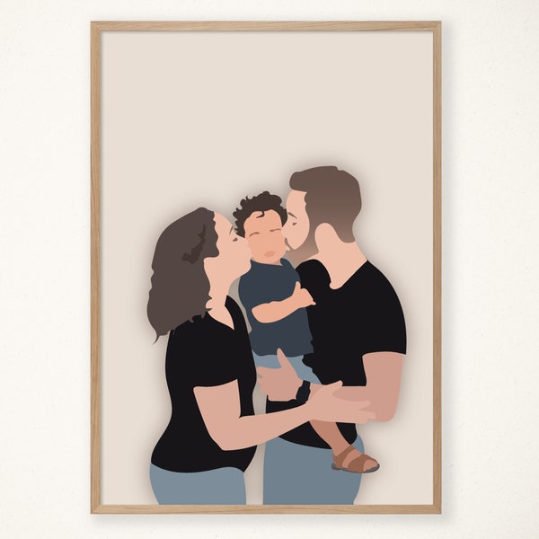 Ritratto di famiglia personalizzato, ritratto Benutzerdefinierte, Personalisierte Cartoon Portrait vom Foto, Geburtstagsgeschenk, digitale Paar Portrait