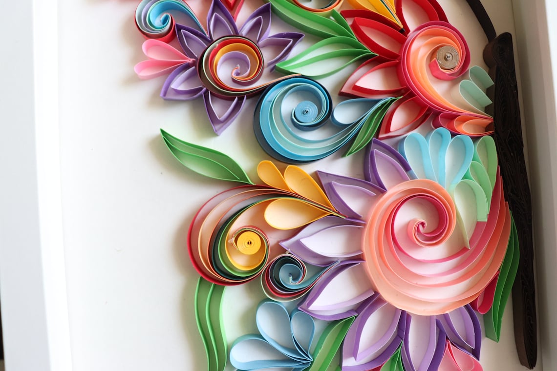 Quilled Paper Art Floral Butterfly Quilling Set of two Etsy