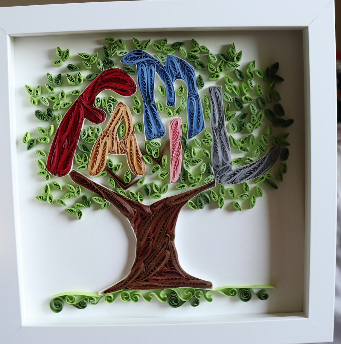 Quilled Paper Art Tree Shaped family Quilled Wall Art Mothers Day