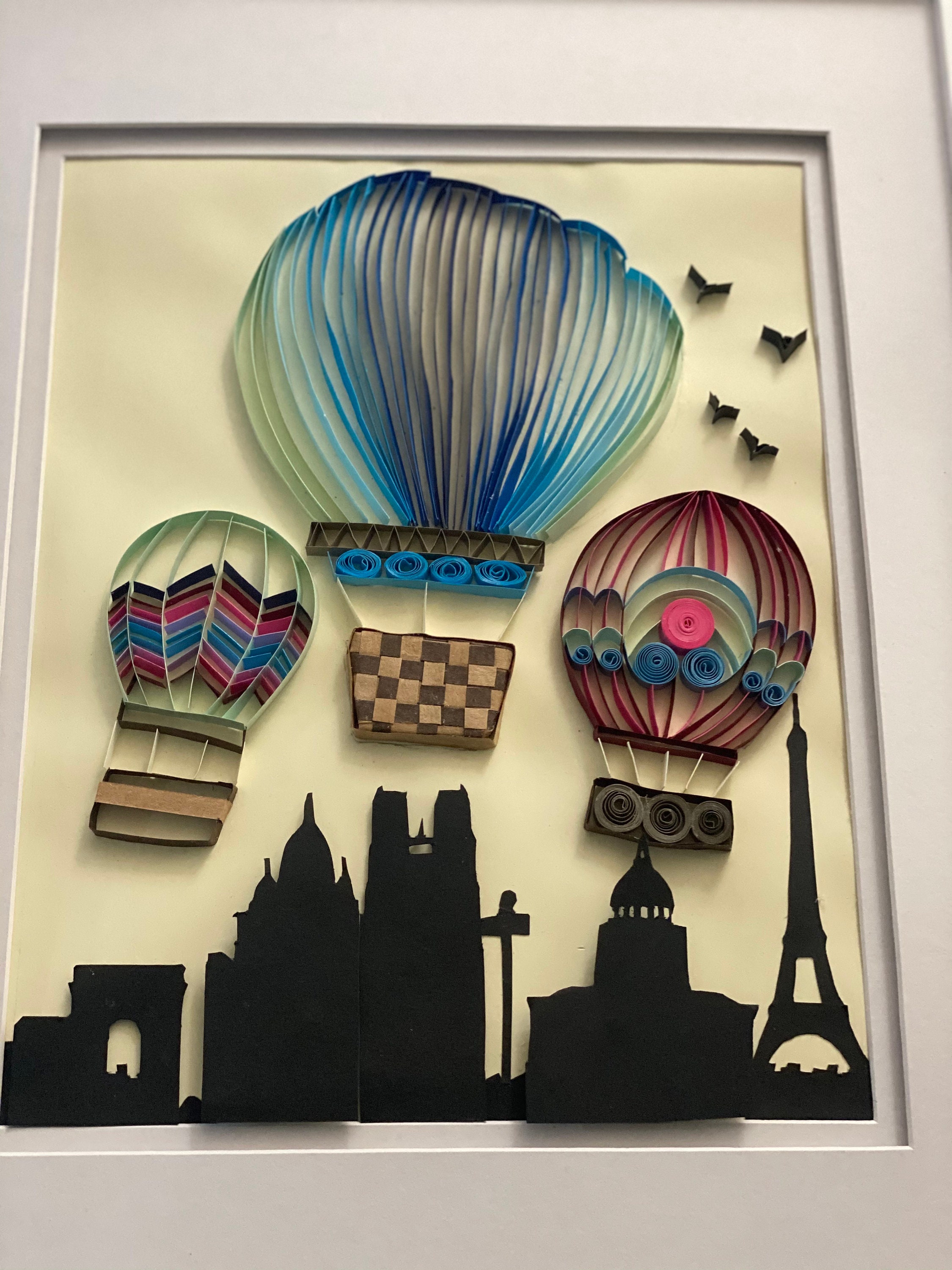 Quilled Paper Art Hot Air Balloon City View Giftbaby Room Wall Decor