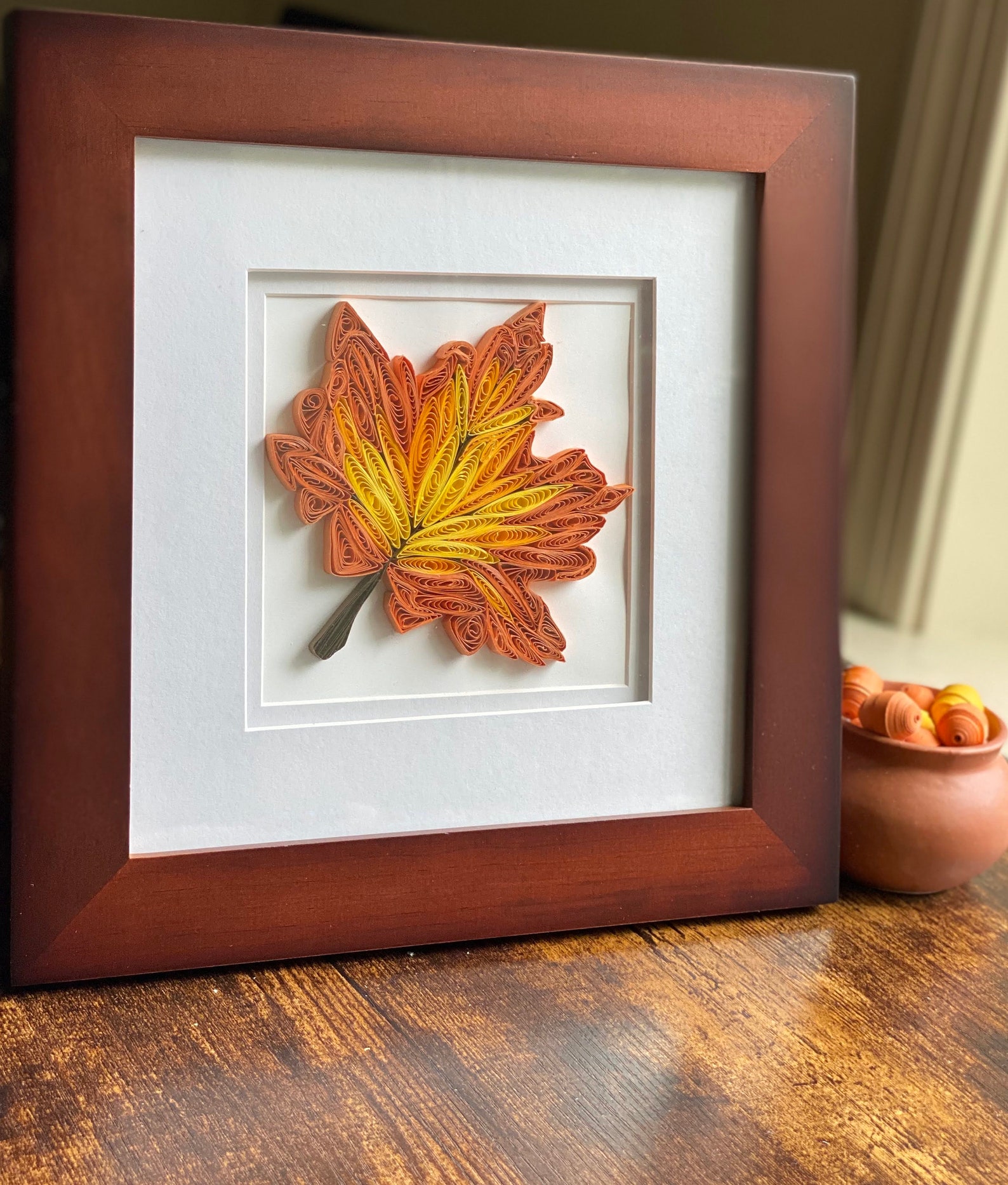 Quilled Paper Art Maple Leaf Quilling Fall Wall Decor Etsy