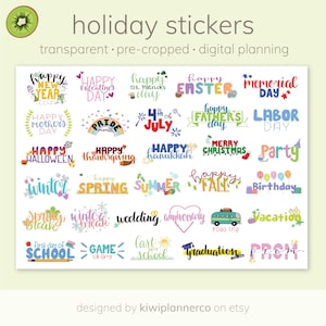 Digital Stickers | HOLIDAY EDITION | Transparent, Pre-cropped | GoodNotes, Notability, iPad/Tablet | Stickers for Holidays & Occasions