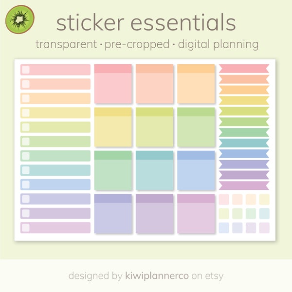 Digital Stickers | ESSENTIALS EDITION | Transparent, Pre-cropped | GoodNotes, Notability, iPad/Tablet | Digital Sticker Essentials