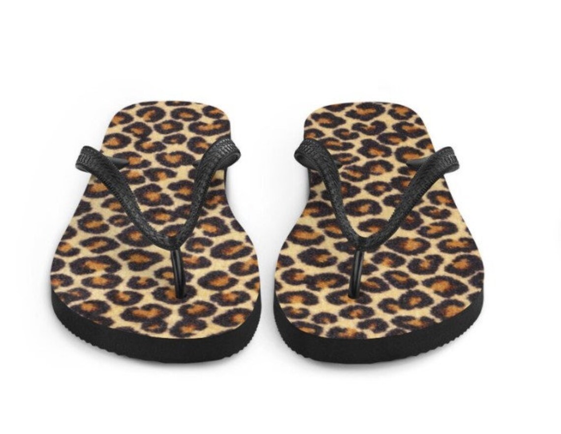 FlipFlops Leopard Print Leather FlipFlops Leopard Bikini Etsy
