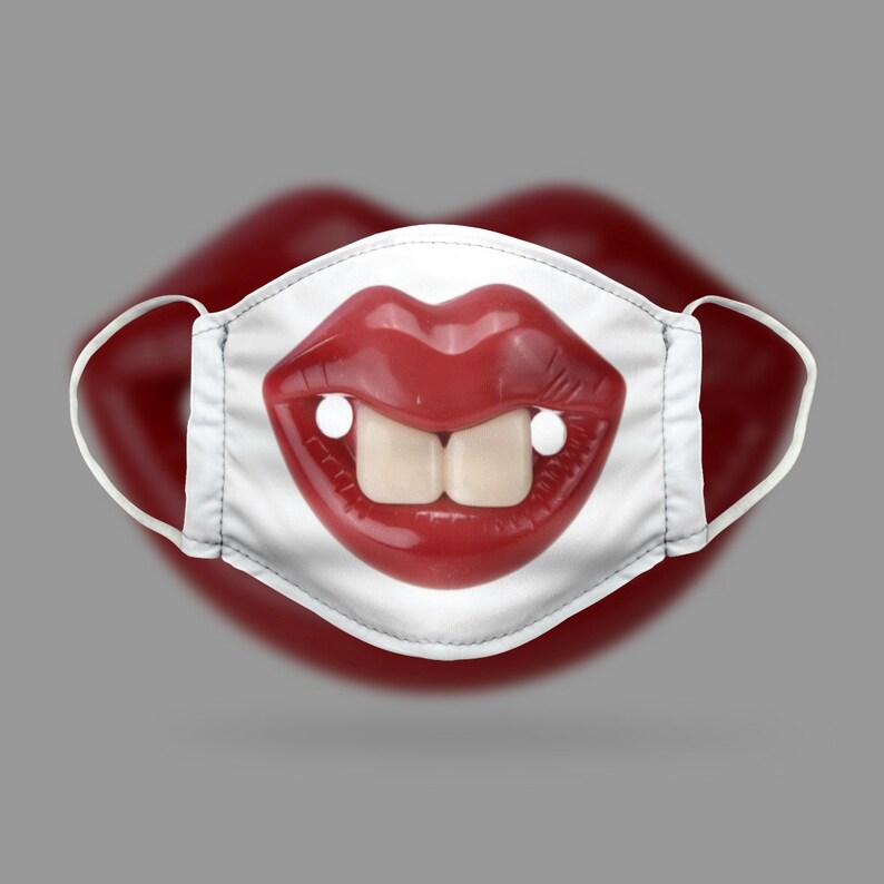 Funny Mouth Face Mask Big Lips Cloth Face Mask Big Mouth Etsy