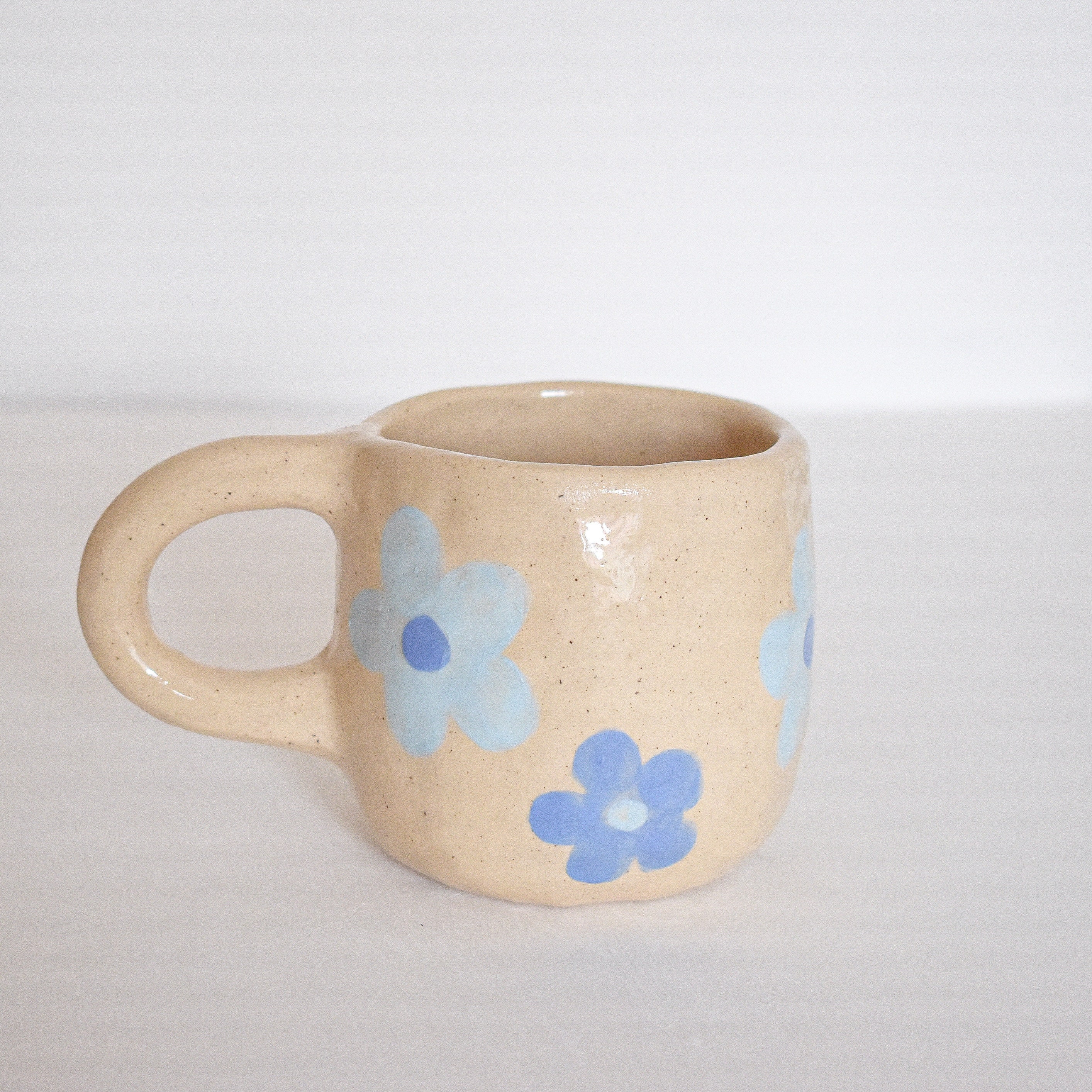 1pc Cute Floral Pattern Handmade Irregular Ceramic Coffee Mug