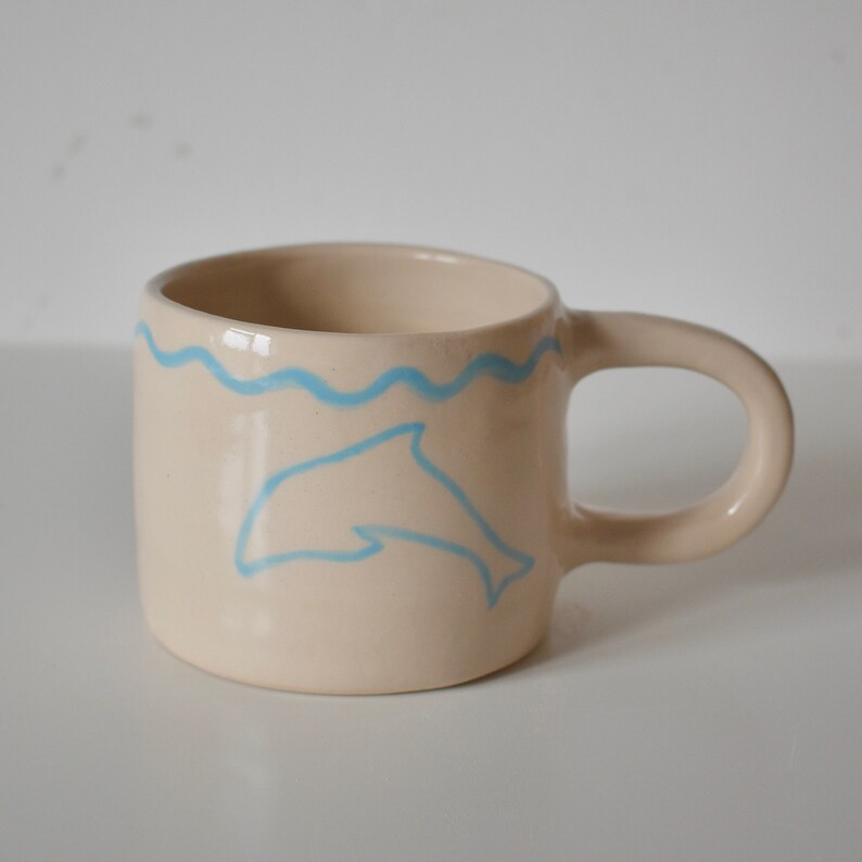Handmade stoneware mug dolphin mug pottery greek image 2