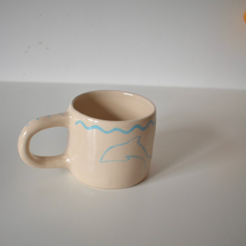 Handmade stoneware mug dolphin mug pottery greek image 6