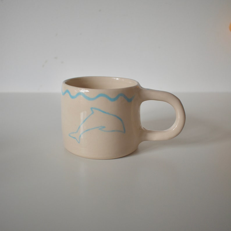 Handmade stoneware mug dolphin mug pottery greek image 8