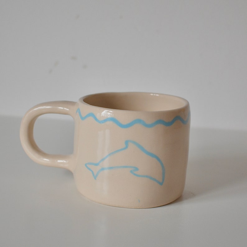 Handmade stoneware mug dolphin mug pottery greek image 3