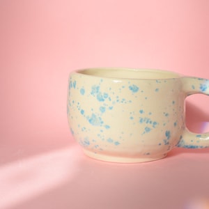 Handmade ceramic mug blue speckled tea cup large mug